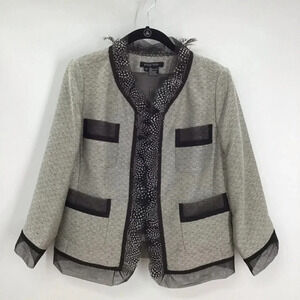 ETCETERA Collection Women’s Feathered & Mesh Trim Blazer